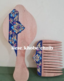 آینه و شونه چوبی دست ساز گردو و چنار نقاشی شده